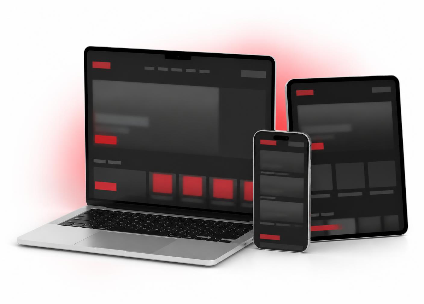 Responsive website designs by StriGrow Technologies shown on a laptop, tablet and phone